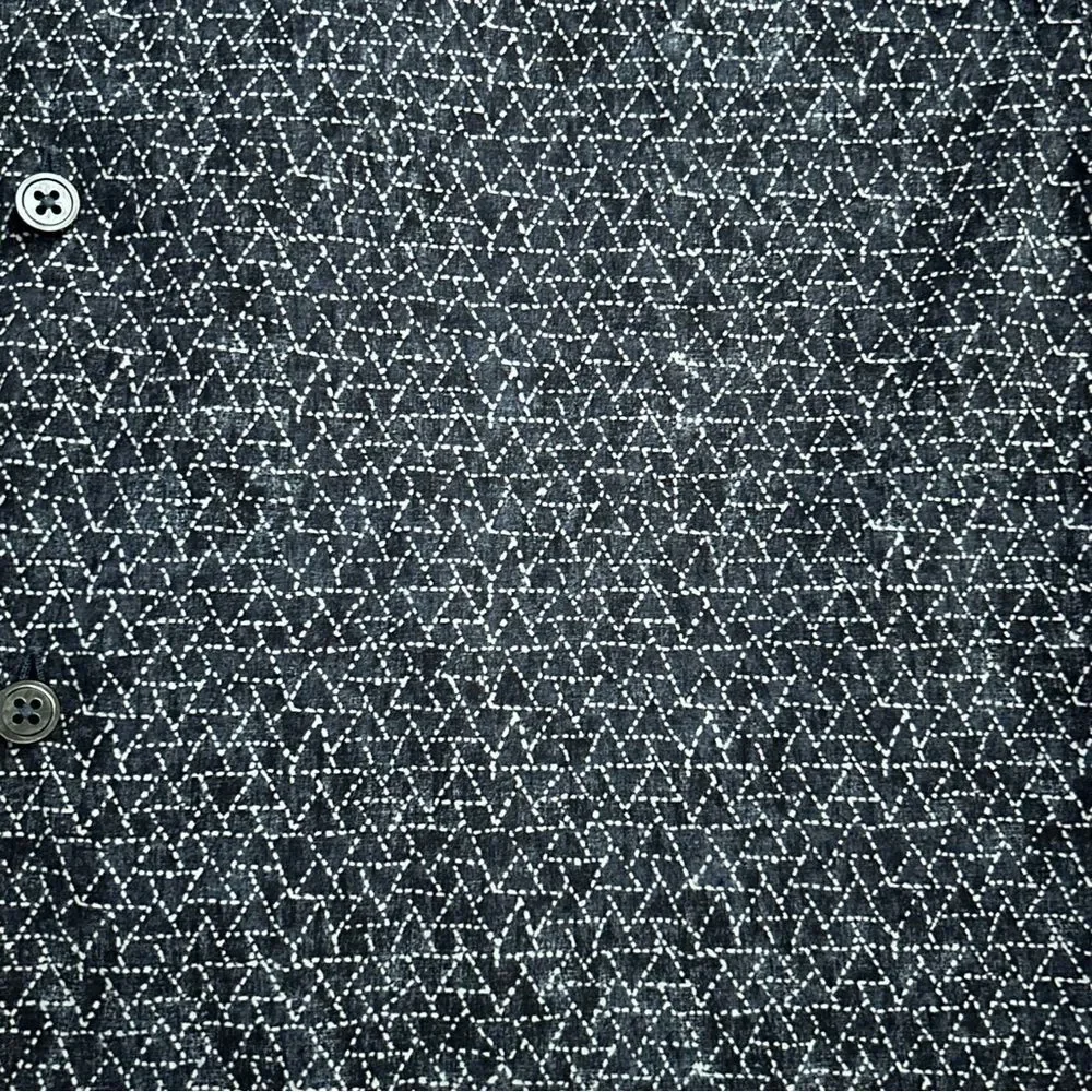 Ermenegildo Zegna Geometric Abstract Button Down Shirt Navy White  Designer M
